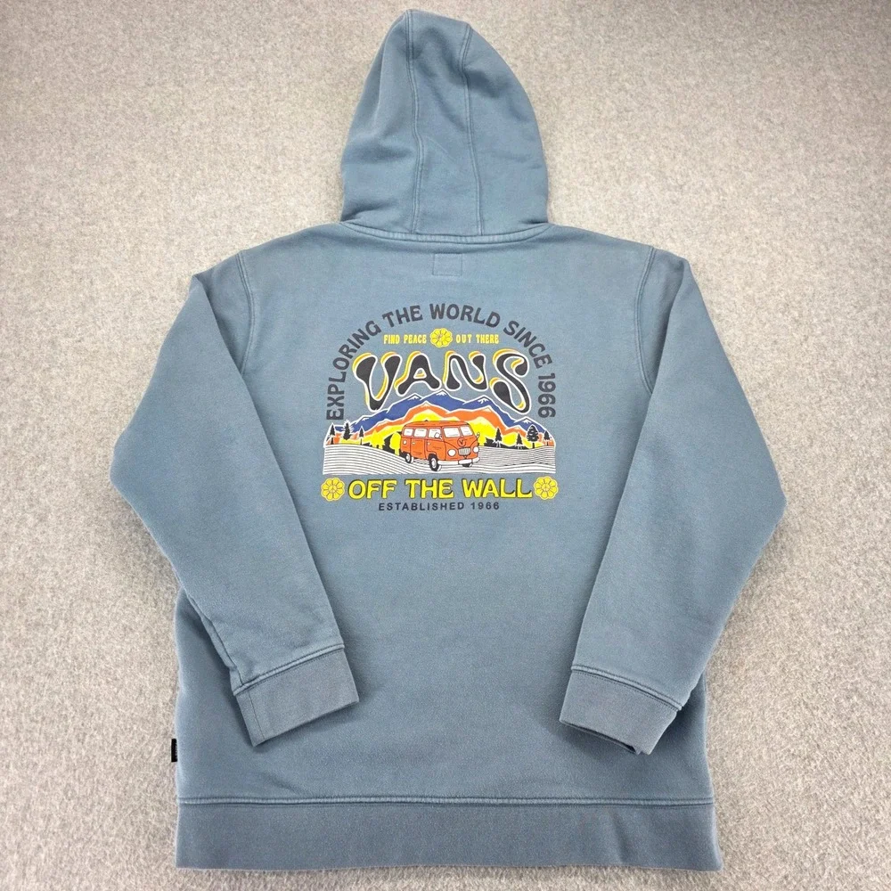 Vans Graphic Hoodie Kids XL‎ Blue Off The Wall Van VW Bus Exploring The World